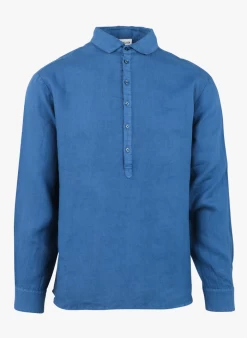 DANISH - Linnen Overhemd Met Klassieke Kraag | Blauw