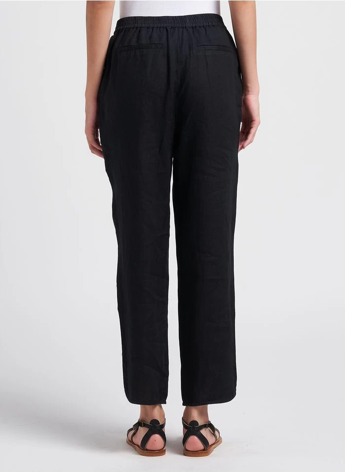 ELIAS - Rechte, Linnen, 7/8-broek | Zwart 4 ELIAS - Rechte, Linnen, 7/8-broek | Zwart - Image 2