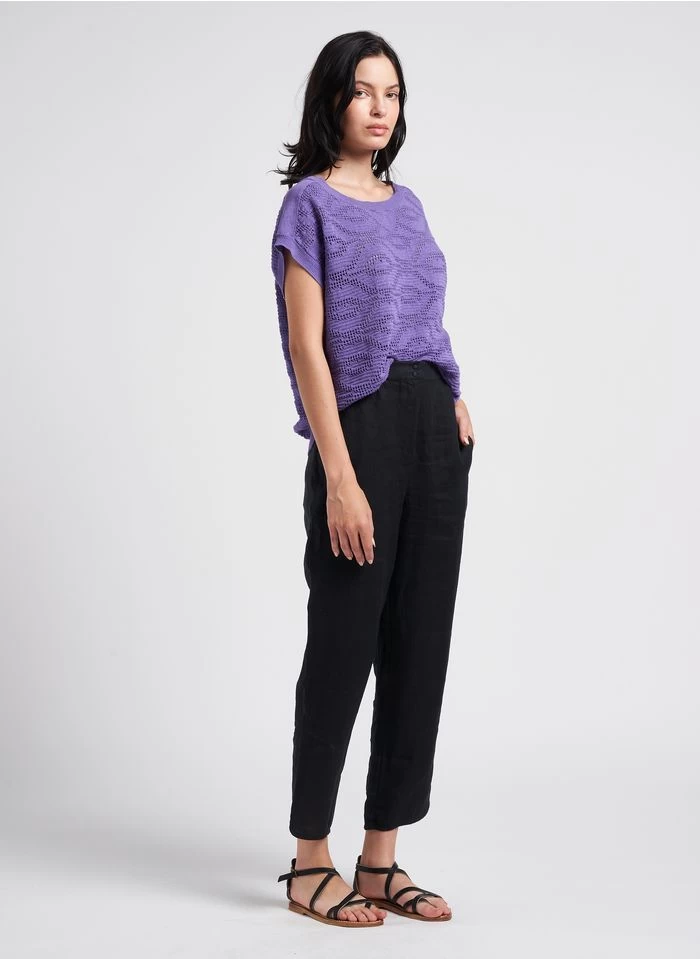 ELIAS - Rechte, Linnen, 7/8-broek | Zwart 8 ELIAS - Rechte, Linnen, 7/8-broek | Zwart - Image 6