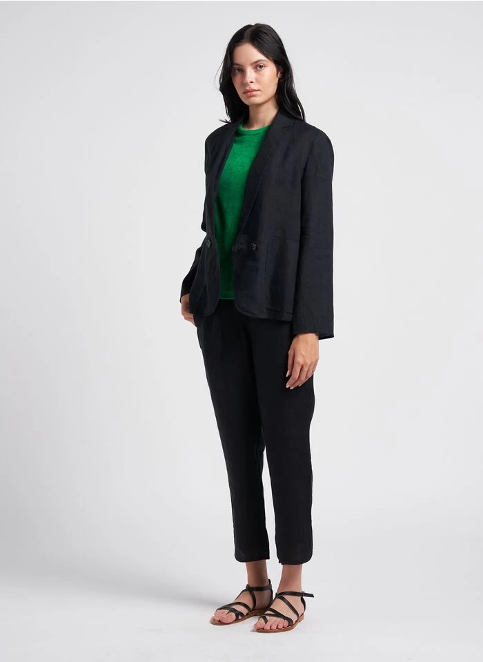 ELIAS - Rechte, Linnen, 7/8-broek | Zwart 14 ELIAS - Rechte, Linnen, 7/8-broek | Zwart - Image 12