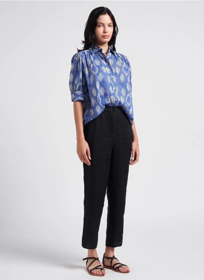 ELIAS - Rechte, Linnen, 7/8-broek | Zwart 6 ELIAS - Rechte, Linnen, 7/8-broek | Zwart - Image 4