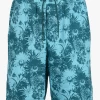 DAMON - Recht, Linnen Short Met Print | Blauw