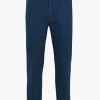 DARIO - Rechte, Katoenen Broek Met Textuur | Blauw -Wilson.NL 4150749