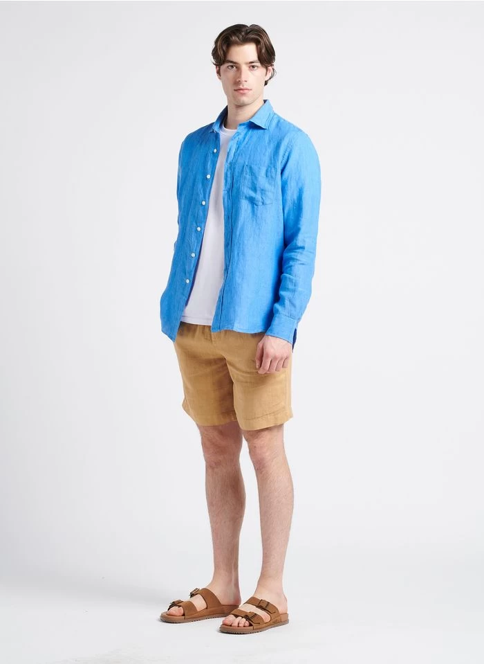 DANTON - Regular-fit, Linnen Short | Bruin 6 DANTON - Regular-fit, Linnen Short | Bruin - Image 4