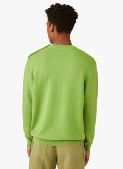 GERIC - Trui Met Ronde Hals En Knopen Katoenblend | Groen -Wilson.NL 4175514