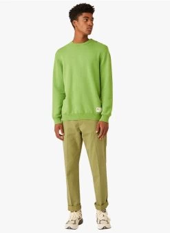 GERIC - Trui Met Ronde Hals En Knopen Katoenblend | Groen -Wilson.NL 4175515