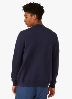 GERSON - Regular-fit Vest Met Teddykraag Kasjmier/katoenblend | Blauw -Wilson.NL 4175517