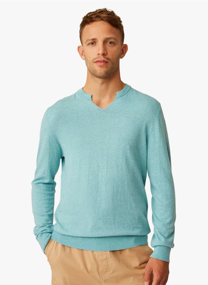 GUILLERMO - Katoenen Trui Met Ronde Hals En Knoopsluiting | Blauw 4 GUILLERMO - Katoenen Trui Met Ronde Hals En Knoopsluiting | Blauw - Image 2