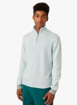 GUNTERICK - Trui Met Opstaande Kraag En Rits | Blauw -Wilson.NL 4175531