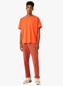 HAMLET - Regular-fit, Katoenen T-shirt Met Ronde Hals | Oranje -Wilson.NL 4175539