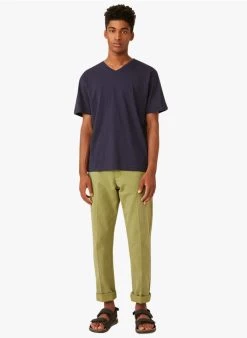 HAMILTON - Regular-fit, Katoenen T-shirt Met V-hals | Blauw -Wilson.NL 4175541