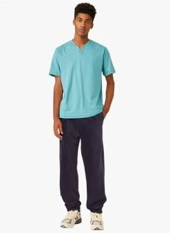 HAMON - Katoenen T-shirt Met Tuniekhals | Blauw -Wilson.NL 4175544