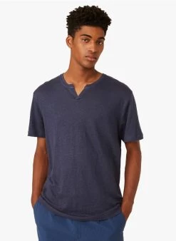 HUMPHREY - Linnen T-shirt Met Tuniekhals | Blauw -Wilson.NL 4175564