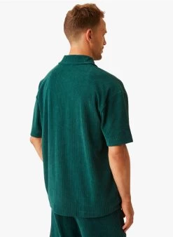 HUGUES - Polo Met Ritsje Katoenblend | Blauw -Wilson.NL 4175571