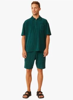 HUGUES - Polo Met Ritsje Katoenblend | Blauw -Wilson.NL 4175572