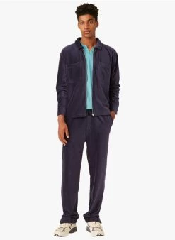 HILARY - Joggingbroek Van Velours Katoenblend | Blauw -Wilson.NL 4175575