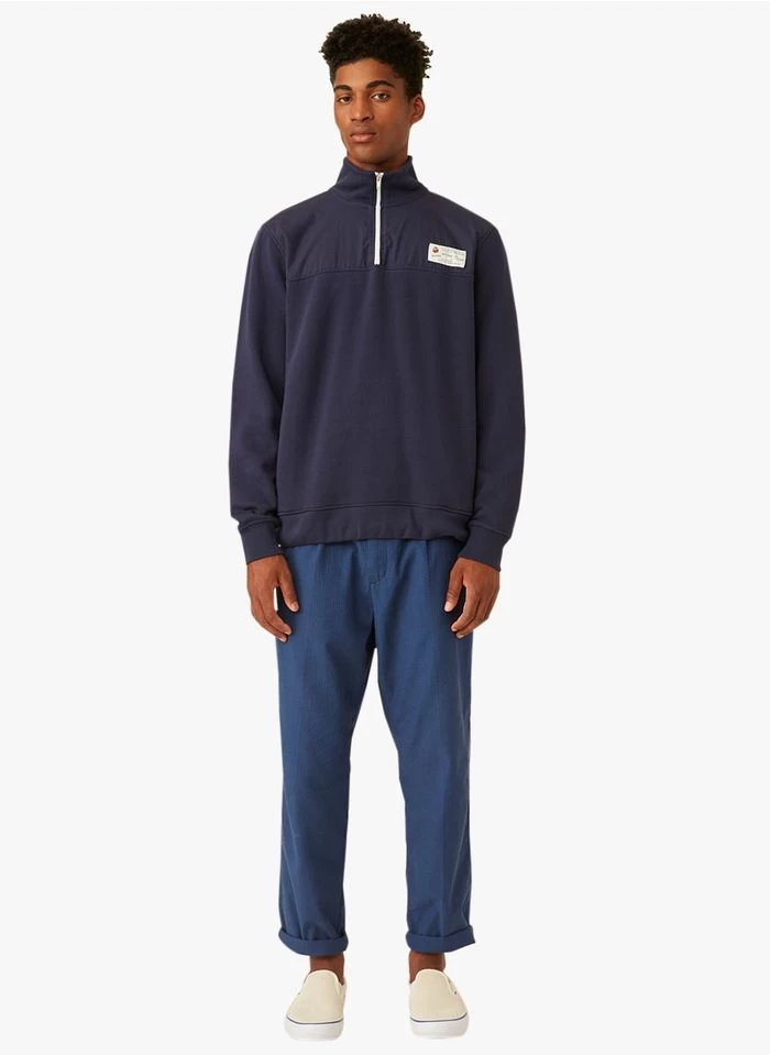 HADES - Sweater Met Ritsje Aan De Hals Katoenblend | Blauw 8 HADES - Sweater Met Ritsje Aan De Hals Katoenblend | Blauw - Image 6