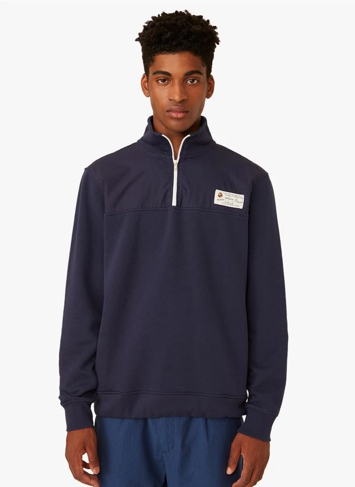 HADES - Sweater Met Ritsje Aan De Hals Katoenblend | Blauw 4 HADES - Sweater Met Ritsje Aan De Hals Katoenblend | Blauw - Image 2