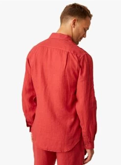 DANNY - Slim-fit, Linnen Overhemd | Rood -Wilson.NL 4175581