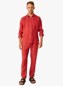 DANNY - Slim-fit, Linnen Overhemd | Rood -Wilson.NL 4175582