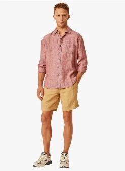 DANUBE - Rechte, Gestreepte Blouse 100 Linnen | Rood -Wilson.NL 4175587