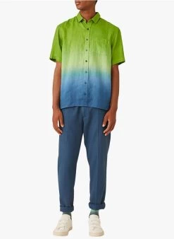 DARIO - Rechte, Katoenen Broek Met Textuur | Blauw -Wilson.NL 4175599