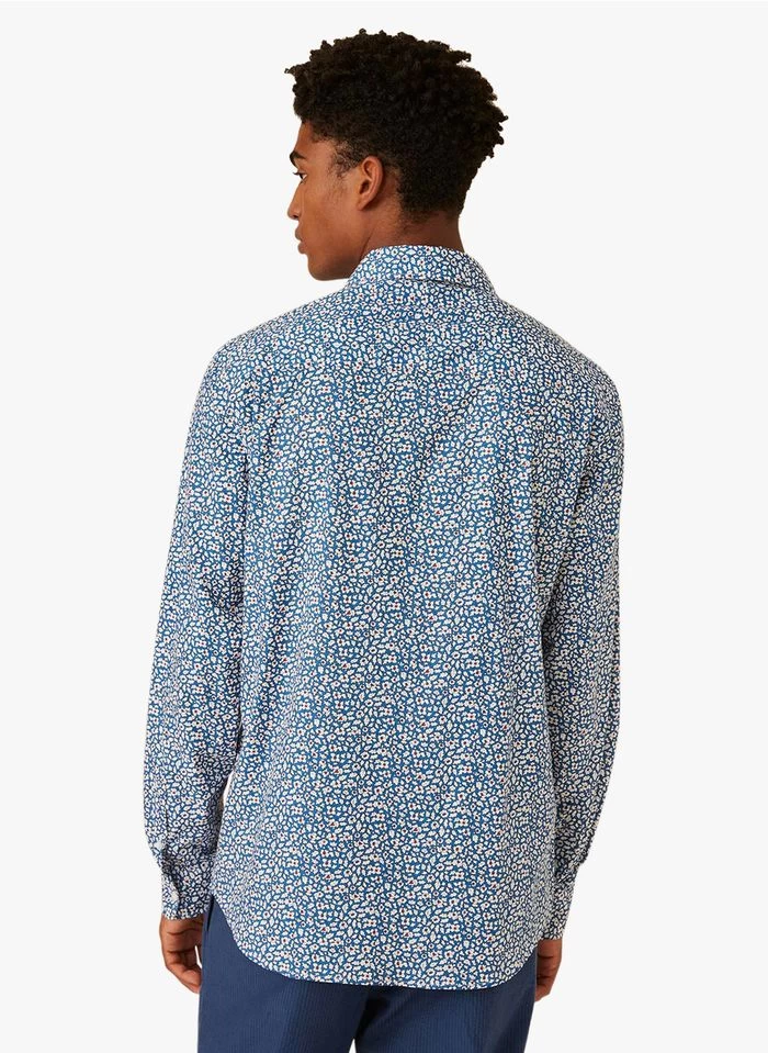 DOV - Katoenen Overhemd Met Klassieke Kraag En Print | Blauw 6 DOV - Katoenen Overhemd Met Klassieke Kraag En Print | Blauw - Image 4