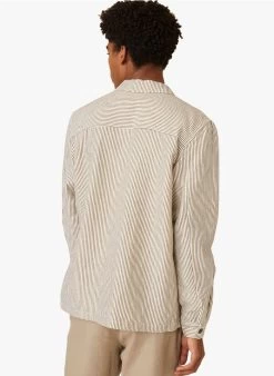 DEYVON - Regular-fit, Gestreept Overshirt Linnen/katoenblend | Beige -Wilson.NL 4175620