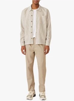 DEYVON - Regular-fit, Gestreept Overshirt Linnen/katoenblend | Beige -Wilson.NL 4175621