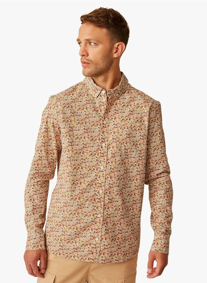 DAWSON - Regular-fit, Katoenen Overhemd Met Print | Beige 4 DAWSON - Regular-fit, Katoenen Overhemd Met Print | Beige - Image 2