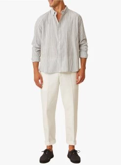 DEAN - Regular-fit, Gestreept, Katoenen Overhemd Met Klassieke Kraag | Blauw -Wilson.NL 4175629