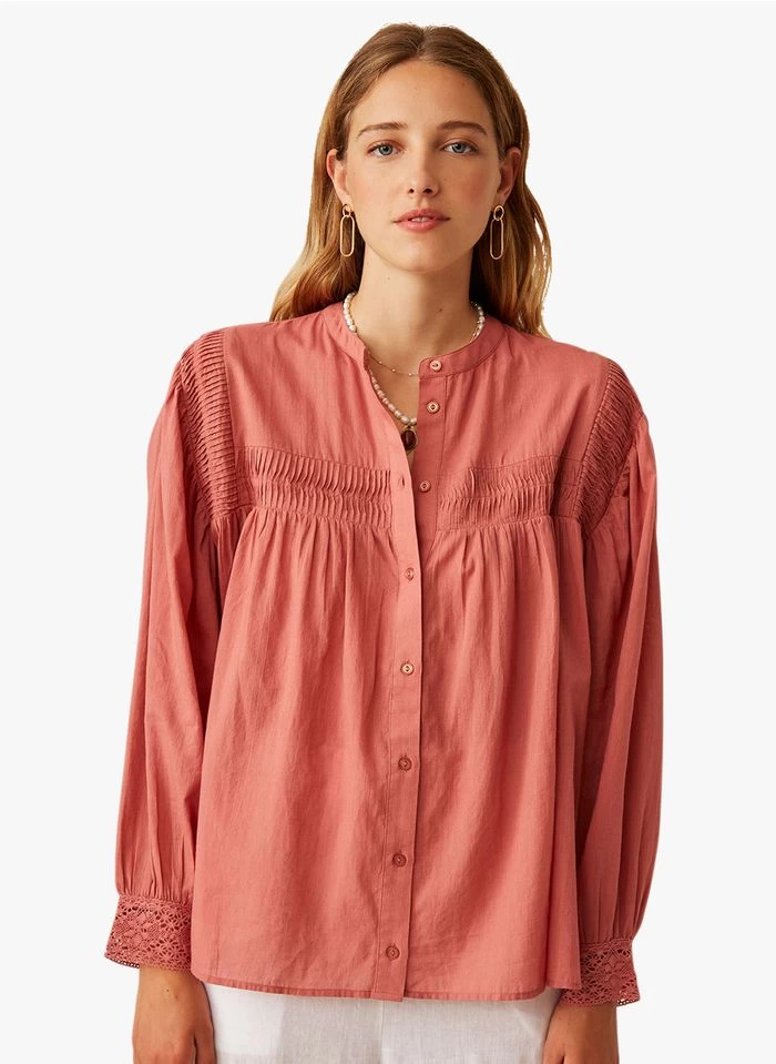 ELAIS - Katoenen Blouse Met Ronde Hals | Rood 3 ELAIS - Katoenen Blouse Met Ronde Hals | Rood