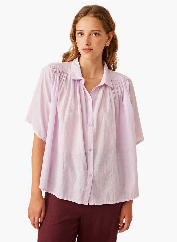 ELANA - Katoenen Blouse Met Klassieke Kraag | Violet 3 ELANA - Katoenen Blouse Met Klassieke Kraag | Violet