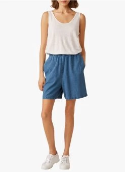 EYMILIO - Linnen Bermuda | Blauw