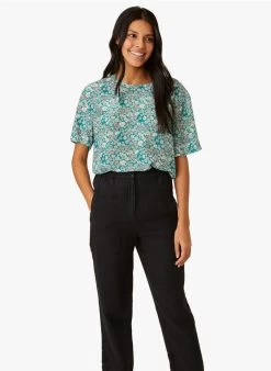 EVIKA - Ruimvallende Top Met Ronde Hals | Blauw -Wilson.NL 4213033