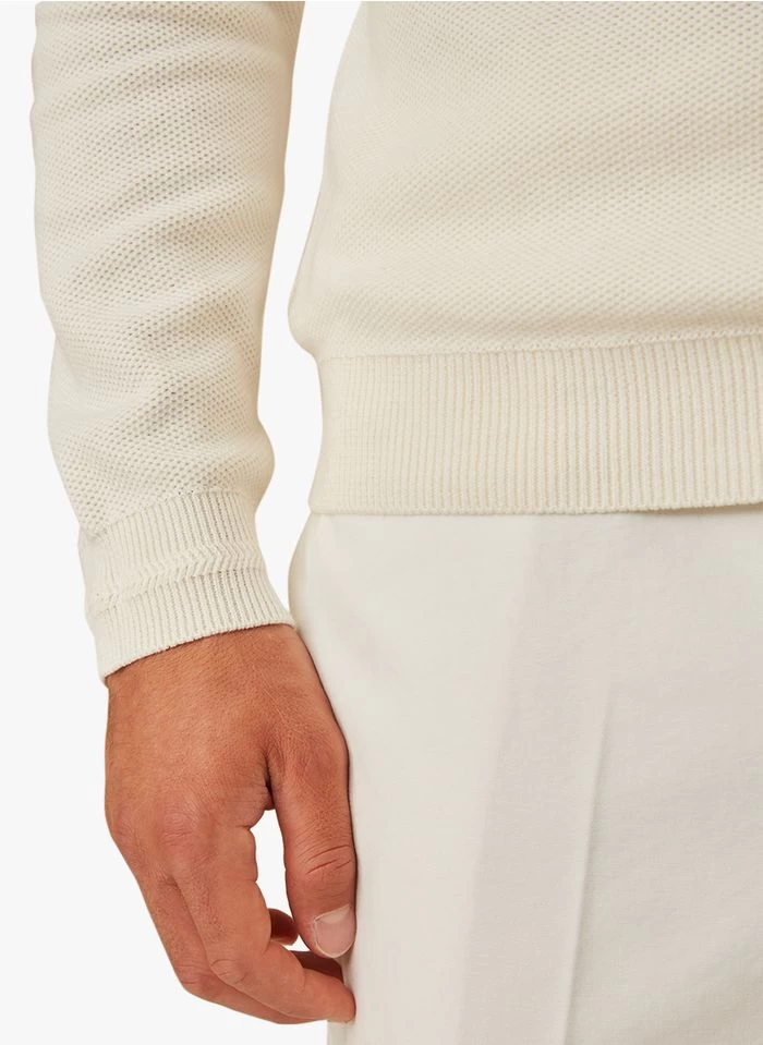 GERY - Gebreide Trui Met Ronde Hals Katoenblend | Beige 5 GERY - Gebreide Trui Met Ronde Hals Katoenblend | Beige - Image 3