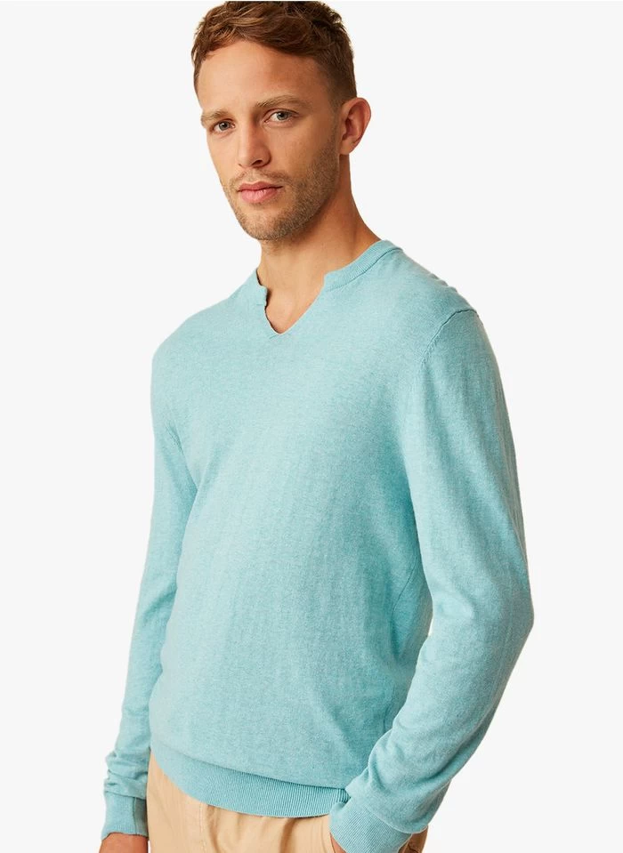 GUILLERMO - Katoenen Trui Met Ronde Hals En Knoopsluiting | Blauw 6 GUILLERMO - Katoenen Trui Met Ronde Hals En Knoopsluiting | Blauw - Image 4