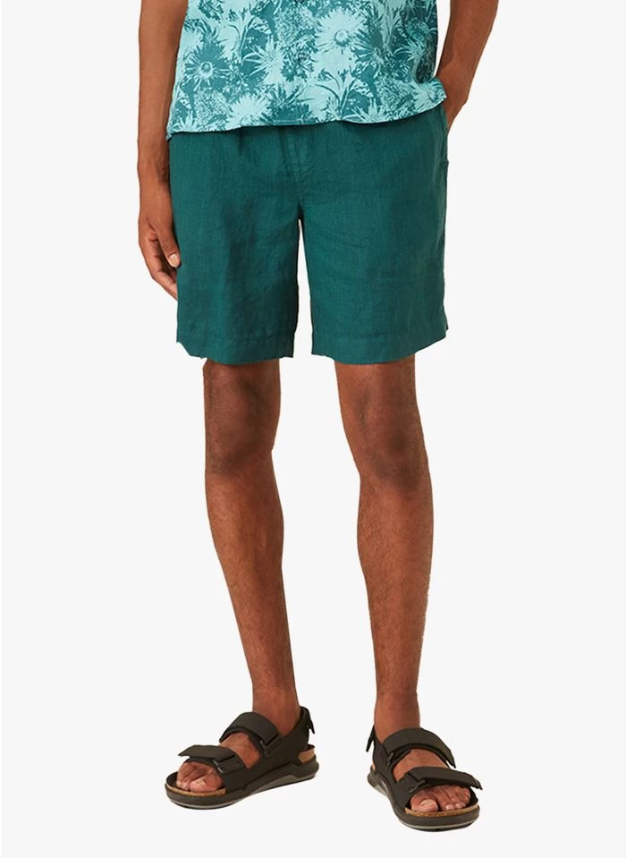 DANTON - Regular-fit, Linnen Short | Blauw 4 DANTON - Regular-fit, Linnen Short | Blauw - Image 2