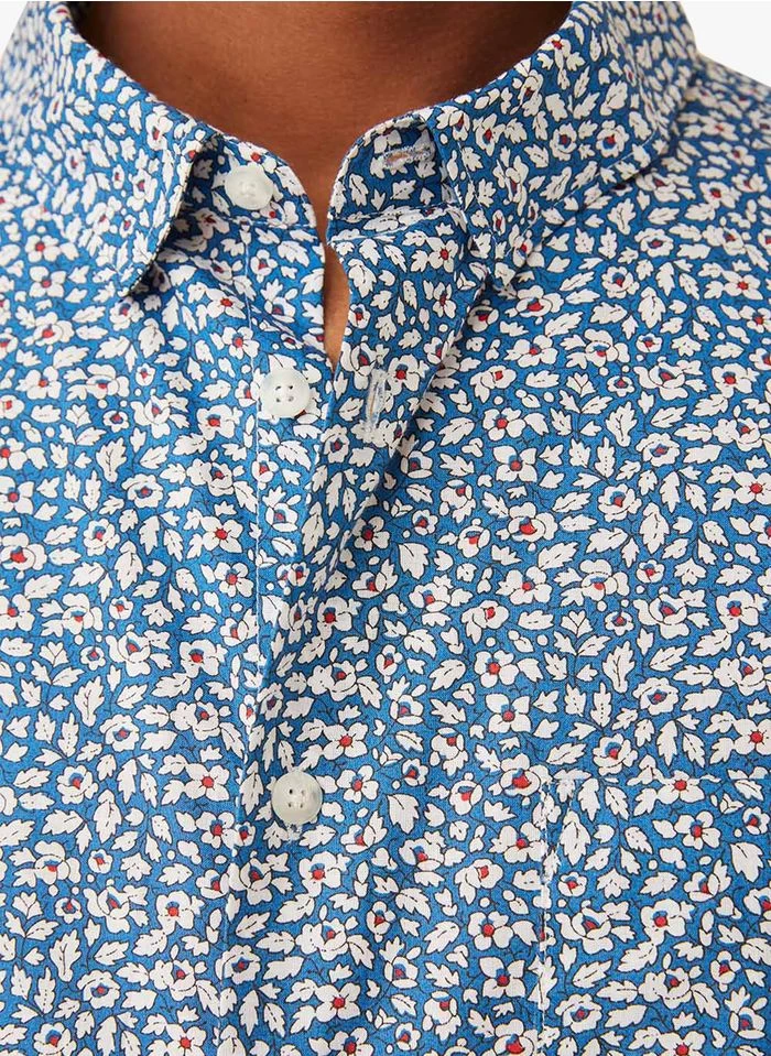 DOV - Katoenen Overhemd Met Klassieke Kraag En Print | Blauw 5 DOV - Katoenen Overhemd Met Klassieke Kraag En Print | Blauw - Image 3