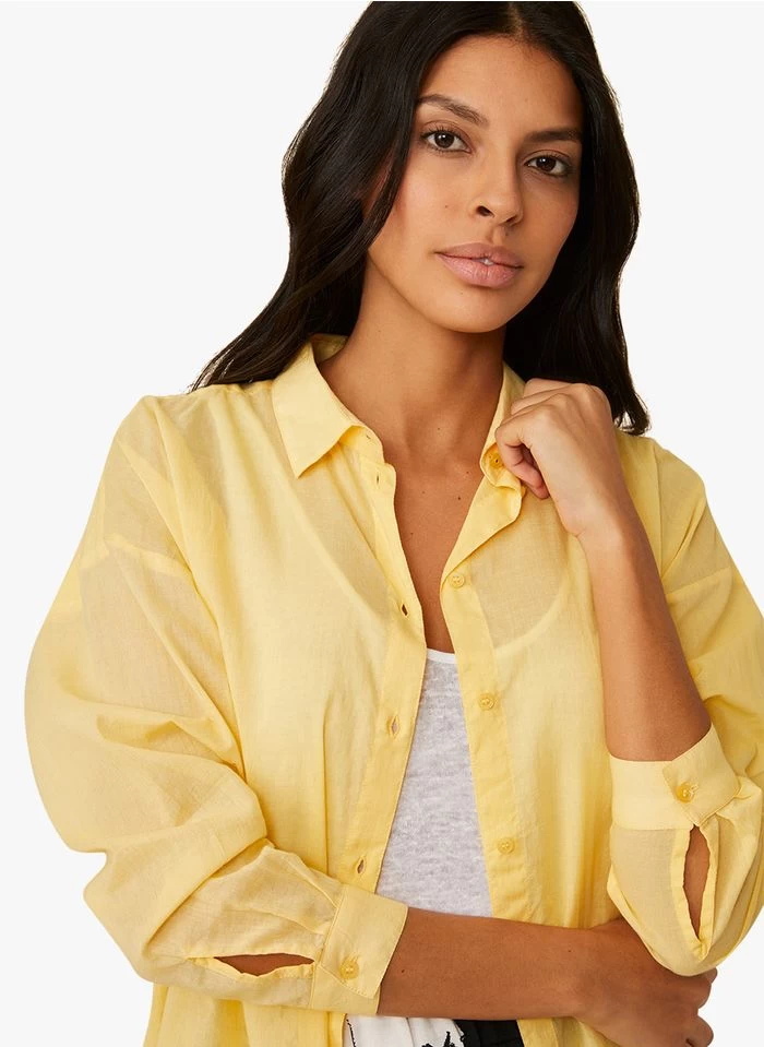 ENORAH - Ruimvallende, Katoenen Blouse | Geel 3 ENORAH - Ruimvallende, Katoenen Blouse | Geel