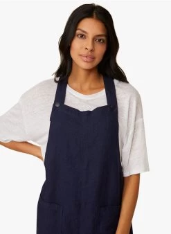 ELOISE - Wijde, Linnen Tuinbroek | Blauw -Wilson.NL 4213159