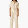 EYTARIO - Katoenen Jumpsuit Met Klassieke Kraag | Beige