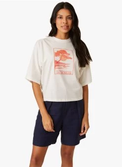 IGORA - Katoenen T-shirt Met Ronde Hals En Print | Beige