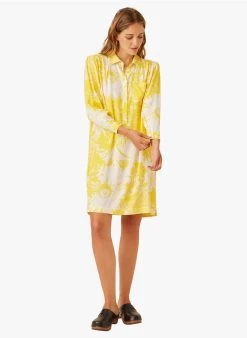 EMILIETTE - Korte Overhemdjurk | Geel