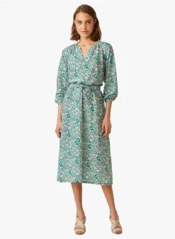 EVI - Halflange Jurk Met Tuniekhals En Bloemenprint | Blauw -Wilson.NL 4213650