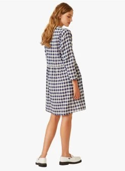 ELSA - Korte, Katoenen Jurk Met V-hals | Blauw -Wilson.NL 4213783