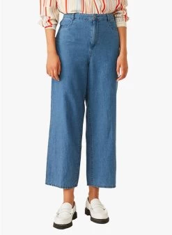 EYMERIC - Wijde Broek Linnenblend | Blauw