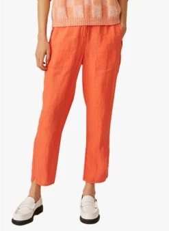 ELIAS - Rechte, Linnen, 7/8-broek | Rood