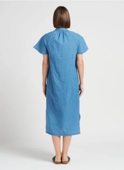 EYMAELLE - Halflange Spijkerjurk Met Klassieke Kraag | Blauw -Wilson.NL 4229693